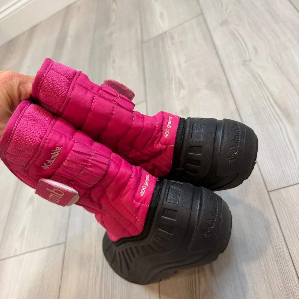 Columbia Powderbug Plus II Snow Boots Pink Black Girls Size 3 BY6077-695 400g